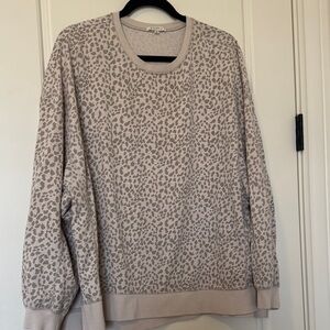 Z Supply Animal Print Crewneck Sweater - Cream & Tan